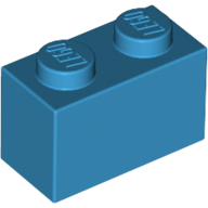 Lego kostka (kostička) 1x2, azurová tmavá (6004943)